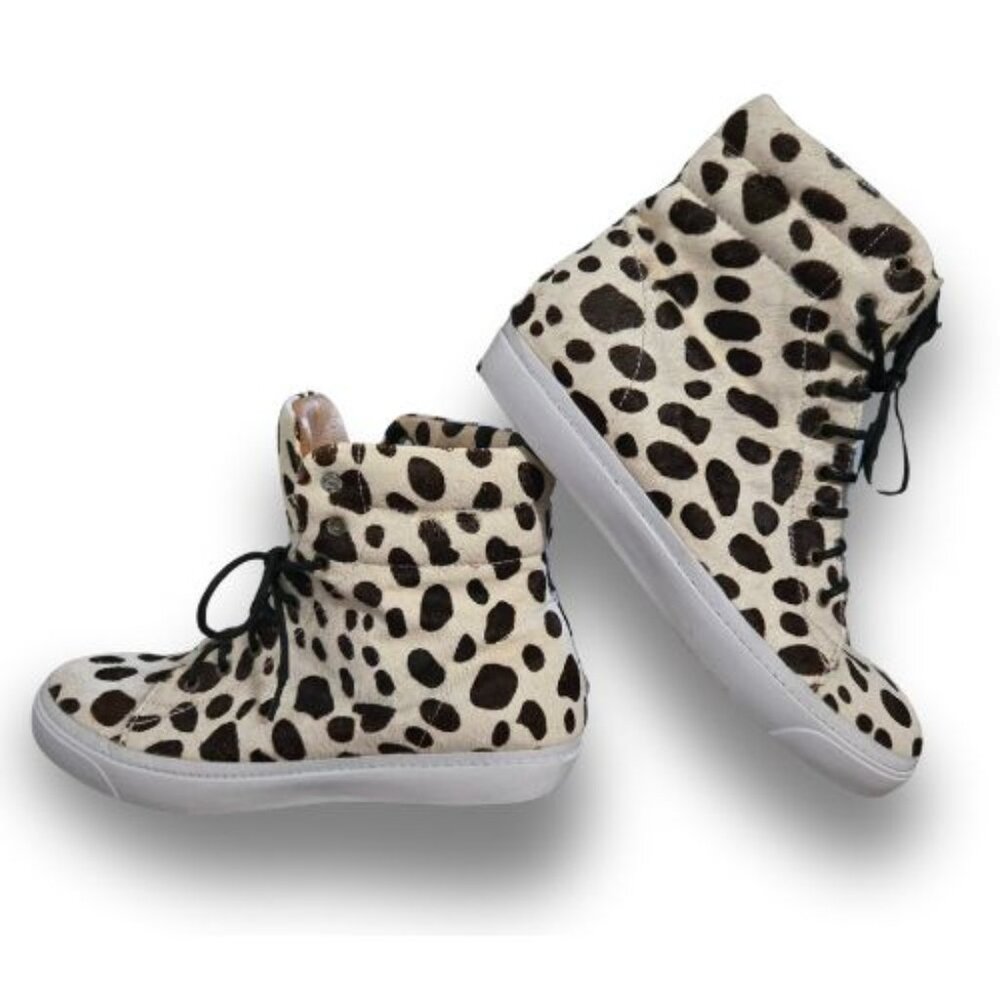 Jeffrey Campbell Flavia Women's Size 9M Leather Leopard Print High Top Sneakers